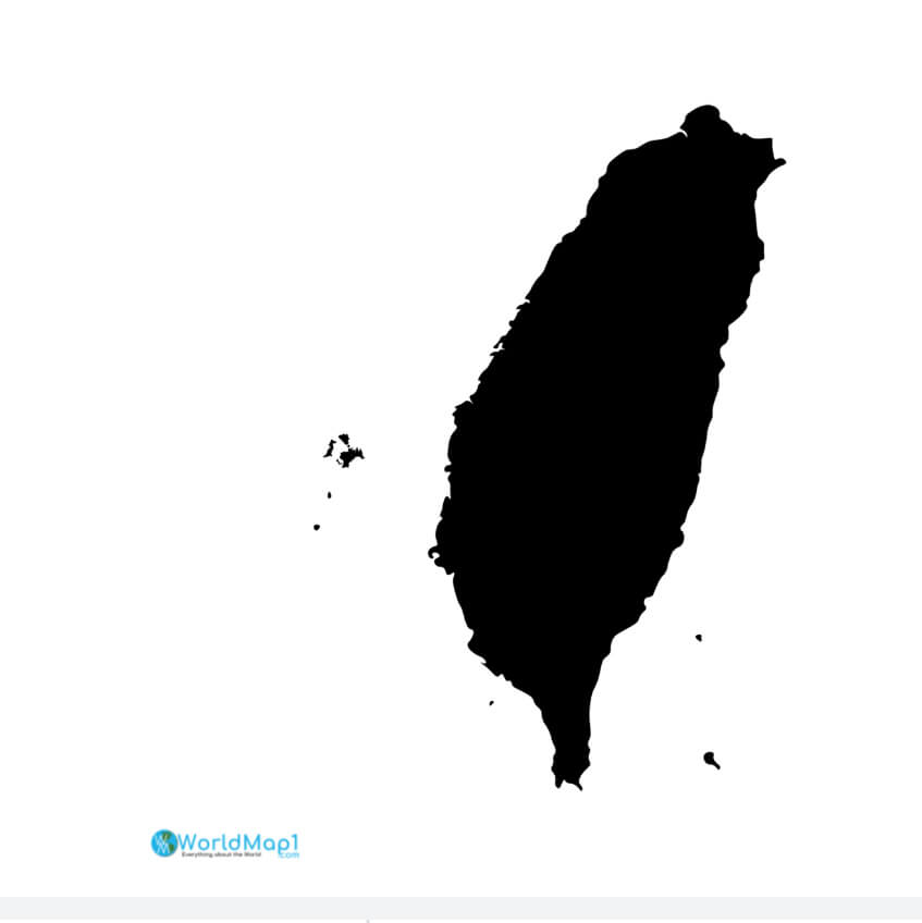 Black Blank Map of Taiwan